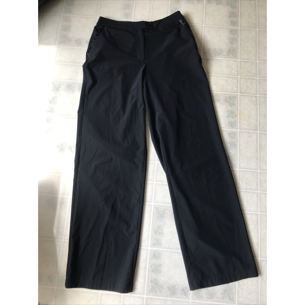 Chico's Black Casual‎ Pants Women's Sz Small Chico's Sz 1 Faux leather Trim